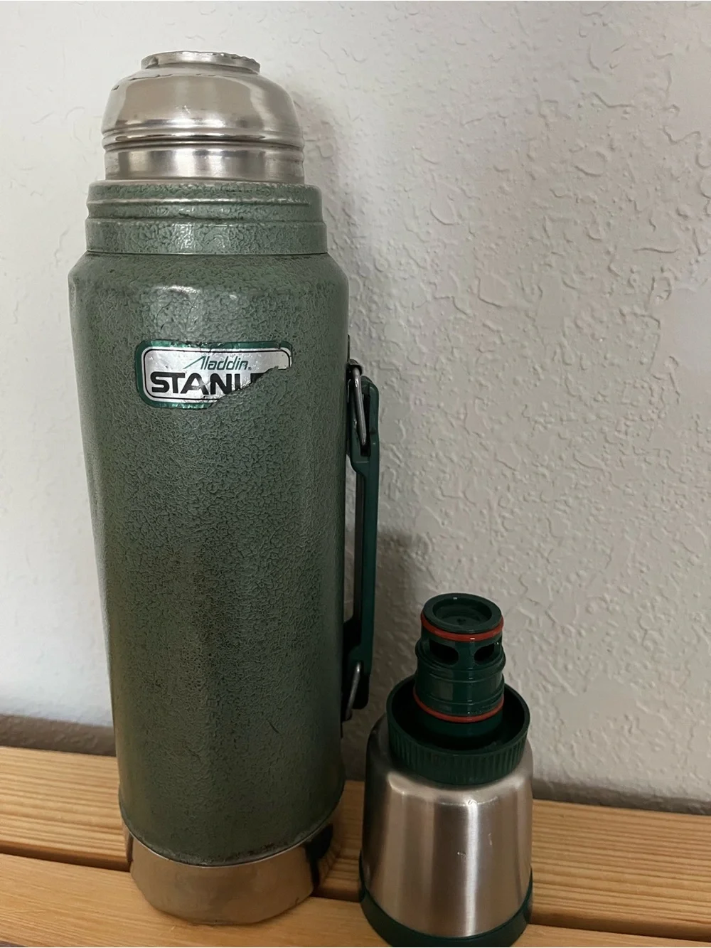 Aladdin Stanley Green Vacuum Flask Thermos Rare Vintage